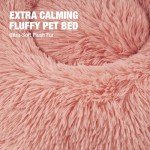 Veehoo Calming Dog Bed for Large Medium Dogs, Anti Anxiety Donut Large Pet Bed, Round Fluffy Cuddler Washable Dog Bed, Indoor Dog Bed with Slip-Resistant Bottom Fits up to 45 lbs Pets, 30", Pink