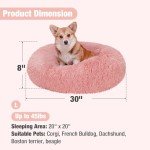 Veehoo Calming Dog Bed for Large Medium Dogs, Anti Anxiety Donut Large Pet Bed, Round Fluffy Cuddler Washable Dog Bed, Indoor Dog Bed with Slip-Resistant Bottom Fits up to 45 lbs Pets, 30", Pink