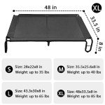 pettycare Elevated Outdoor Dog Bed - Dog Cots beds for Large Dogs XL, Waterproof Raised Dog Bed Easy to Assemble, Cooling Elevated Dog Bed with Teslin Mesh, Durable, Non Slip, Up to 85 lbs,Black