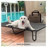 pettycare Elevated Outdoor Dog Bed - Dog Cots beds for Large Dogs XL, Waterproof Raised Dog Bed Easy to Assemble, Cooling Elevated Dog Bed with Teslin Mesh, Durable, Non Slip, Up to 85 lbs,Black