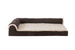 Furhaven Orthopedic Dog Bed for Medium/Small Dogs w/ Removable Bolsters & Washable Cover, For Dogs Up to 35 lbs - Two-Tone Plush Faux Fur & Suede L Shaped Chaise - Espresso, Medium,30"L x 20"W x 6"Th