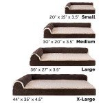 Furhaven Orthopedic Dog Bed for Medium/Small Dogs w/ Removable Bolsters & Washable Cover, For Dogs Up to 35 lbs - Two-Tone Plush Faux Fur & Suede L Shaped Chaise - Espresso, Medium,30"L x 20"W x 6"Th