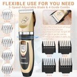 Sminiker Professional Rechargeable Cordless Dogs Cats Horse Grooming Clippers - Professional Pet Hair Clippers with Comb Guides for Dogs Cats Horses and Other House Animals Pet Grooming Kit