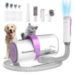 geoorood Dog Hair Vacuum & Grooming Kit 2.5L Large Capacity, Pet Grooming Vacuum with Clipper, Ideal for Shedding Dogs & Cats at Home Cleaning Tools - Purple/Pink