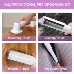geoorood Dog Hair Vacuum & Grooming Kit 2.5L Large Capacity, Pet Grooming Vacuum with Clipper, Ideal for Shedding Dogs & Cats at Home Cleaning Tools - Purple/Pink