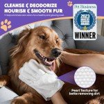 HICC PET Cleaning & Deodorizing Bath Wipes for Dogs and Cats, Hypoallergenic Nourish Fur Coconut Oil Dog Grooming Wipes, Puppy Bathing Gloves Wipes for Daily and Traveling