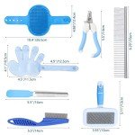 8 PCS Small Animal Grooming Kit - Brush, Slicker Brush, Massage Glove, Nail Clipper, Flea Comb, and Double-Sided Comb for Pets
