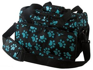 WAHL Professional Animal Travel Tote Bag with Zipper - Travel Bag - Storage Bag for Grooming Supplies - for Dog, Cat & Pet Groomers - 28.8 Inches, Turquoise Paw Print Design (#97764-300)