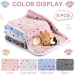 Tudomro 8 Pcs Guinea Pig Bedding Cage Liners Bulk Waterproof Blankets Small Animal Flannel Throw Bedding Absorbent Reusable Pet Pee Sleep Mat Pad Cover for Hamster Ferret (Dot,12 x 12 Inch)