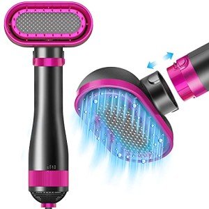 PARSMARDO Hair Dryer Brush for Small/Medium Dog & Cat, 2 in 1 Pet Grooming Dryer, 2 Heat Settings & 3 Adjustable Blowing Dryer, White