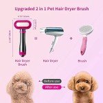 PARSMARDO Hair Dryer Brush for Small/Medium Dog & Cat, 2 in 1 Pet Grooming Dryer, 2 Heat Settings & 3 Adjustable Blowing Dryer, White