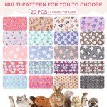 Newwiee 20 Pcs Small PET Fleece Blanket Washable Waterproof Small Animal Cage Bedding Guinea Pig Puppy Dog Cat Pee Pad Liner Accessories(18 x 13 Inch, Assorted)