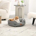 Bedsure Dog Beds for Small Dogs - Round Cat Beds for Indoor Cats, Washable Pet Bed for Puppy and Kitten with Slip-Resistant Bottom, 20 Inches, Grey