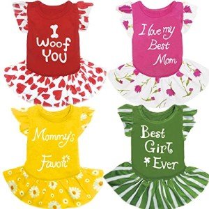 Colorful Flower Dresses for Small Dogs - 4 Pack