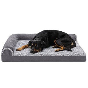 Furhaven Orthopedic L-Shaped Dog Bed for Large Dogs