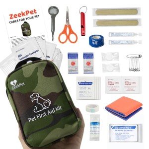 ZeekPet Pet First Aid Kit Portable Adventure Medical Travel Kit Perfect for Outdoor Activities with Dog or Cat- First Aid Splint Multi-Function Magnifying Glass & Emergency Blanket