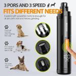 Quiet 3-Speed Dog Nail Grinder with LED Lights