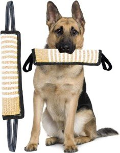 Clysoru Tug Toy for Dogs Jute Bite Resistant Pillow Lasting Training Equipment Puppy to Large Dogs Interactive Toy with 2 Strong Handles 2 Handle Reflector Strip