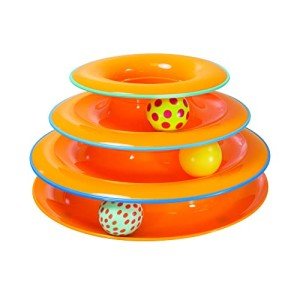 Catstages Tower of Tracks Interactive 3-Tier Cat Track Toy with Spinning Balls, Orange