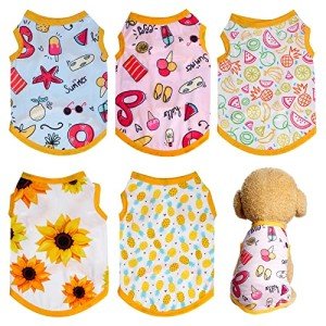 5-Piece Printed Dog Shirts for Small Pets