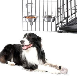 Set of 2 Stainless-Steel Hanging Dog Bowls