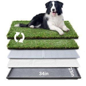 Large Dog Grass Pad with Tray and Artificial Grass