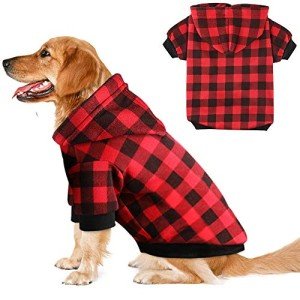 Plaid Hoodie Sweatshirt for Large Dogs and Cats