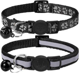 Adjustable Reflective Cat Collars with Bells - 2 Pack