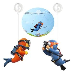 Floating Diver Aquarium Decorations - 2-Pack Set