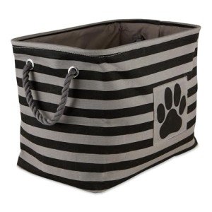 Striped Paw Patch Pet Storage Bin - Black
