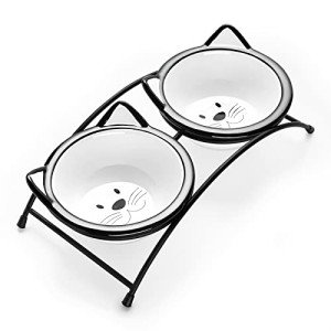 Elevated Ceramic Cat Food and Water Bowls