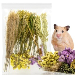 Sukh Herb Bedding Habitat Decor - Natural Flower Habitat Decor Natural Hamster Bedding Mate Natural Hamster Sprays Hamster Cage Decor for Guinea Pig,Dwarf Hamster,Golden Bears Or Other Small Pets