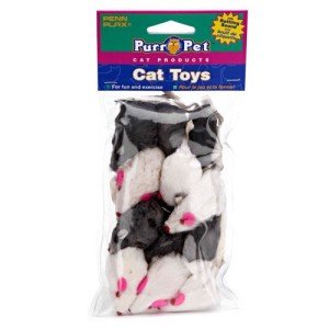 12-Pack Rattling Fur Mice Cat Toys