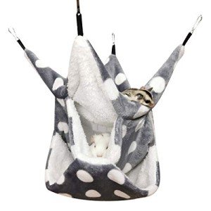 LEFTSTARER Rat Ferret Sugar Glider Cage Hammock Bedding Small Pet Cage Accessories Toy Triple-Layer Hammock Bedding for Hamster Guinea Pig Sugar Glider Rat Ferret Chinchilla Playing Sleeping(Grey)