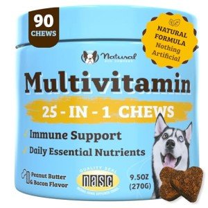 Natural Dog Multivitamin Chews - Peanut Butter & Bacon