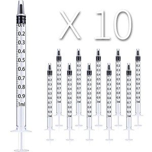 10 Pack 1ml Plastic Measuring Syringes for Pets