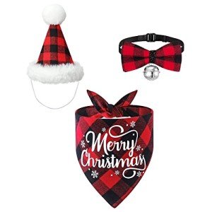 Christmas Dog Costume Set - Buffalo Plaid & Accessories