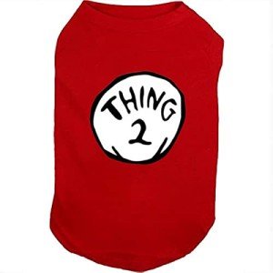 SUEOSU Dog Shirts for Pet Clothes Soft Breathable Puppy Shirts Pop Culture Thing 1 to Thing 9 Printed Pet T-Shirt (RED-2, Small)