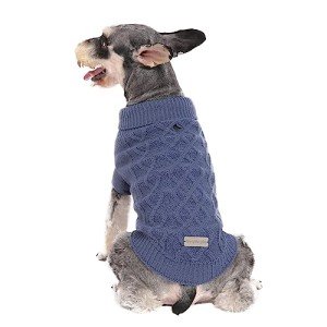 Small Dog Warm Winter Sweater MengMengDa Pet Dog Clothes Dog Knitwear for Small to Medium Breeds Dog Outfits (Dark Blue S)