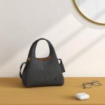 COACH Black Pebble Leather Lana Shoulder Bag