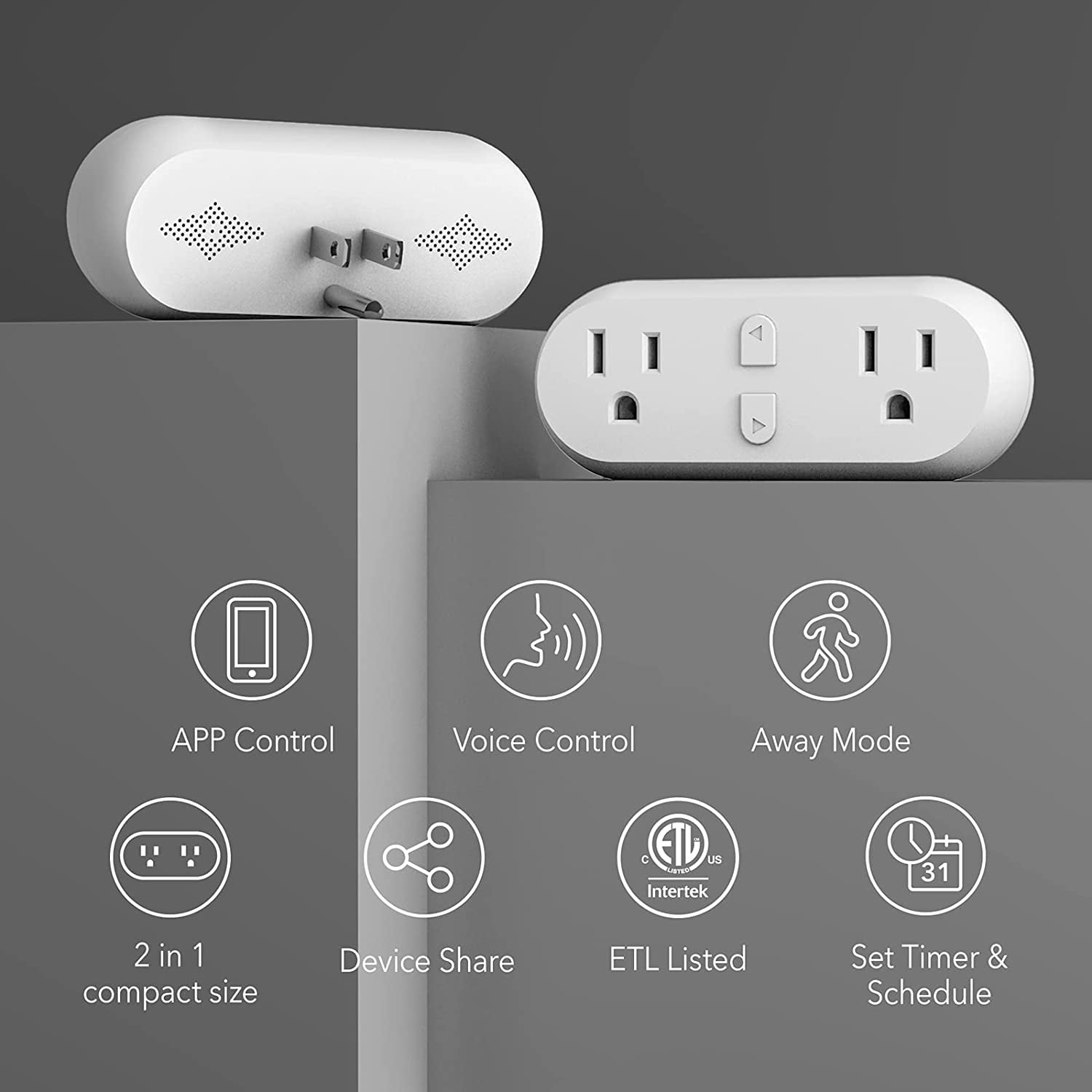 Smart WiFi Dual Socket Plug - Works with Alexa & Google Home