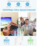 Long Range WiFi Extender Signal Booster 1200Mbps