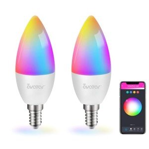 2 Pack Smart E12 LED Light Bulbs with RGB Colors