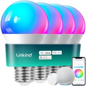 Linkind Smart Light Bulbs with Remote Control - 4 Pack