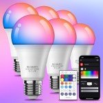 Color Changing Smart Light Bulbs with Remote - 6 Pack