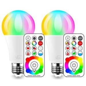 Color Changing LED Bulbs with Remote Control (2 Pack)