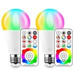 Color Changing LED Bulbs with Remote Control (2 Pack)