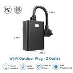 Outdoor Smart Plug with Dual Outlets, WiFi Enabled