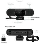 2K HD Webcam with Microphone and Privacy Cover