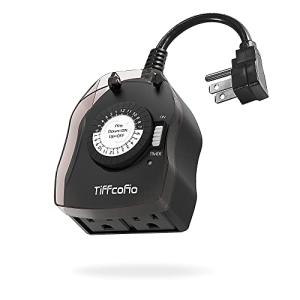 TiFFCOFiO Waterproof Outdoor Timer Outlet, 2 Outlets